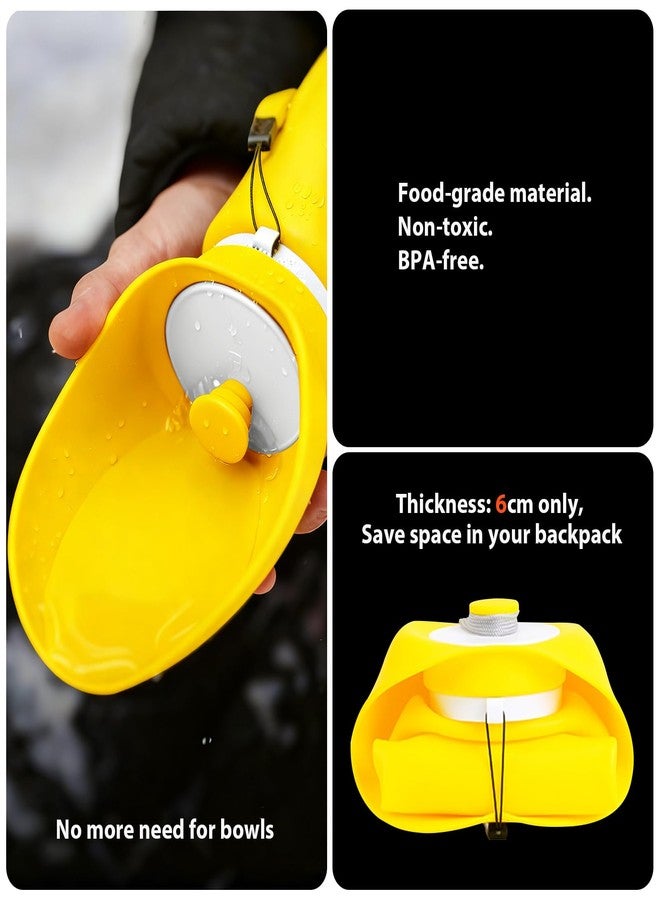 Jalopink Portable Dog Water Bottle, 2-in-1 Leak Proof & Collapsible Silicone Pet Dispenser with Built-in Bowl, Food Grade Travel Cup for Walking, Hiking (19oz/550ml, Yellow) - Image 5
